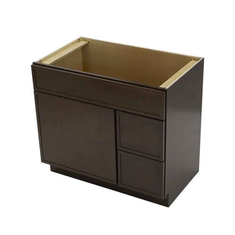 36" W Birch Plywood Freestanding Single Base 2 Drawers Storage Cabinet with Soft Close Door