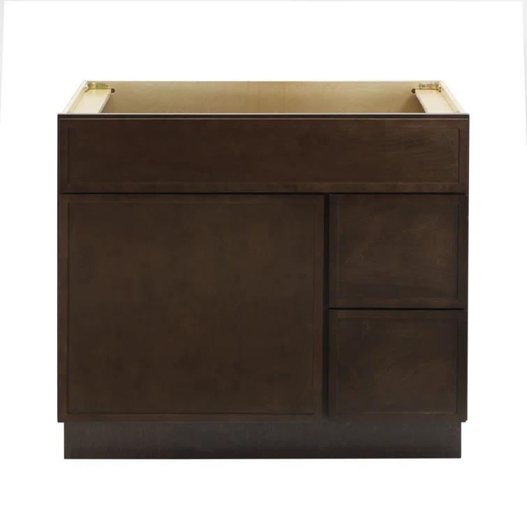 36" W Birch Plywood Freestanding Single Base 2 Drawers Storage Cabinet with Soft Close Door
