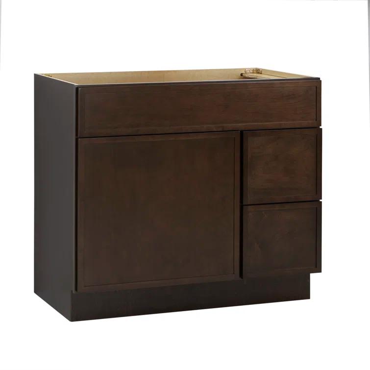 36" W Birch Plywood Freestanding Single Base 2 Drawers Storage Cabinet with Soft Close Door