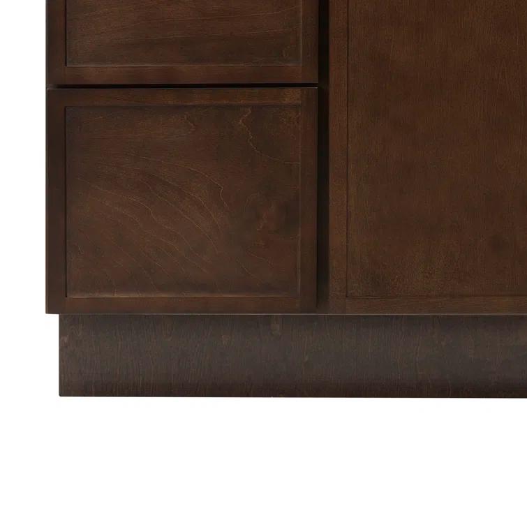 36" W Birch Plywood Freestanding Single Base 2 Drawers Storage Cabinet with Soft Close Door