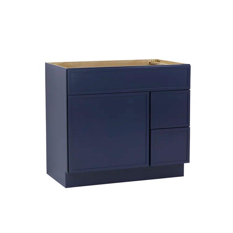 36" W Birch Plywood Freestanding Single Base 2 Drawers Storage Cabinet with Soft Close Door
