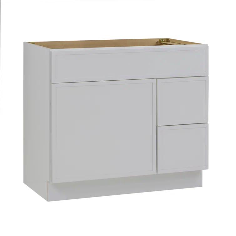 36" W Birch Plywood Freestanding Single Base 2 Drawers Storage Cabinet with Soft Close Door