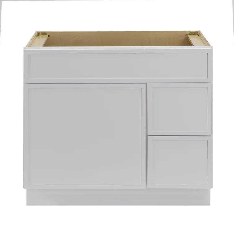 36" W Birch Plywood Freestanding Single Base 2 Drawers Storage Cabinet with Soft Close Door