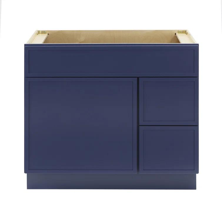 36" W Birch Plywood Freestanding Single Base 2 Drawers Storage Cabinet with Soft Close Door