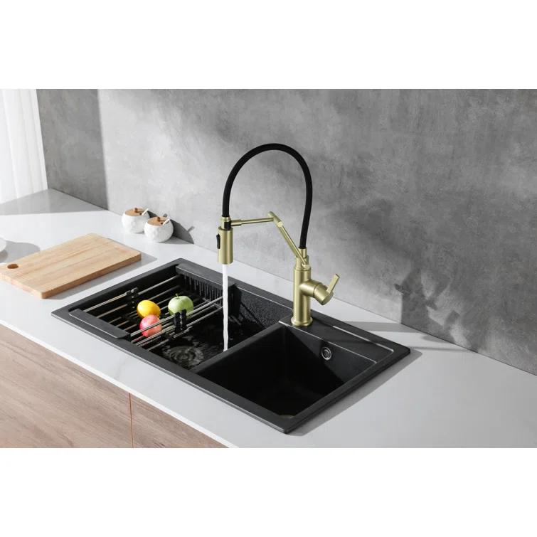 Elegant Lighting Leonardo Pull Down Spray Kitchen Faucet