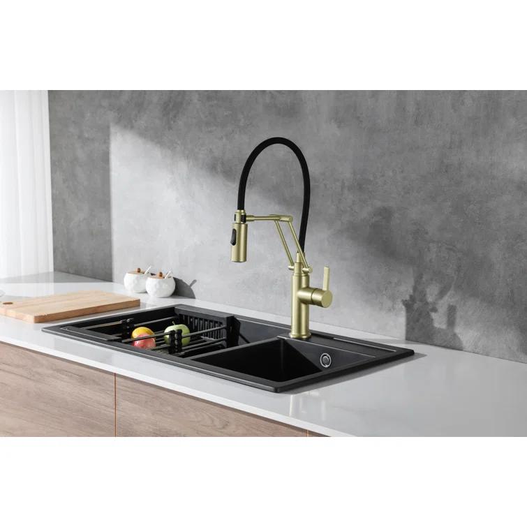 Elegant Lighting Leonardo Pull Down Spray Kitchen Faucet