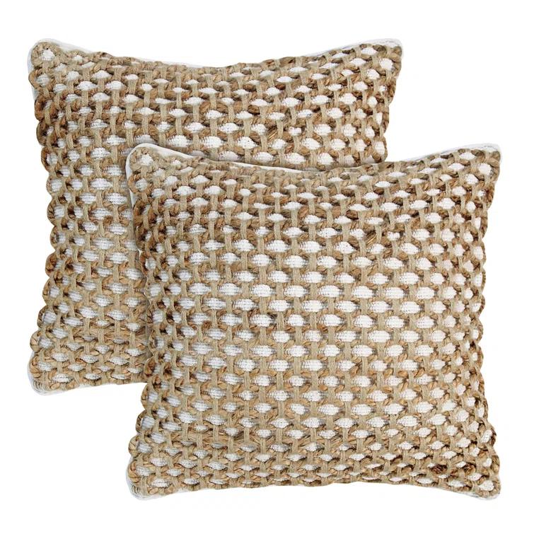 Boho Living Boho Living Jada Decorative Pillow Collection Jute/Cotton Indoor Square Throw Pillow with & Insert (Set of 2)