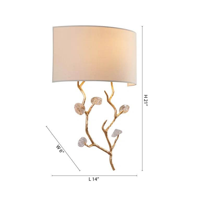 Bethel International Wall Sconce Gold Metal & Glass & Fabric