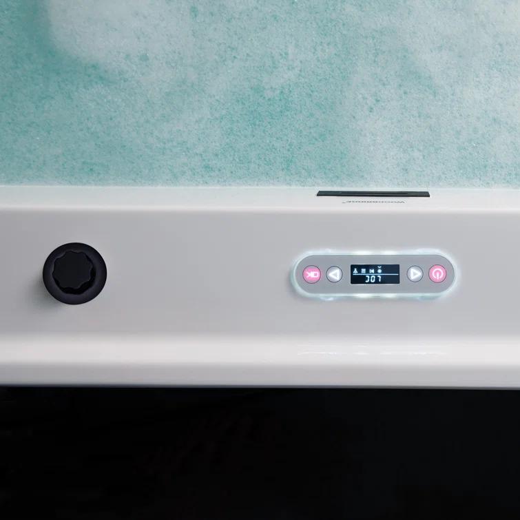 72" x 35-3/8" Whirlpool and Air Bath Heated Soaking Combination Tub with Wide Rim, LED Control Panel