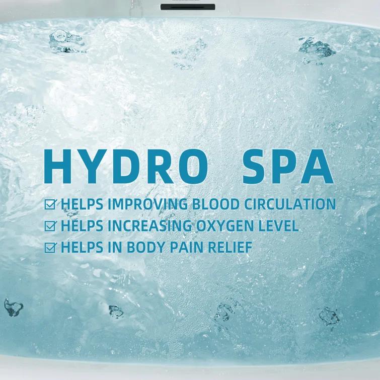 72" x 35-3/8" Whirlpool and Air Bath Heated Soaking Combination Tub with Wide Rim, LED Control Panel