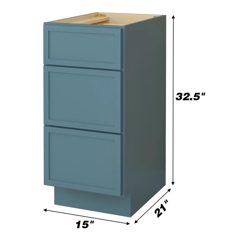 15" W Birch Plywood Freestanding Single Base 3 Drawers Storage Cabinet