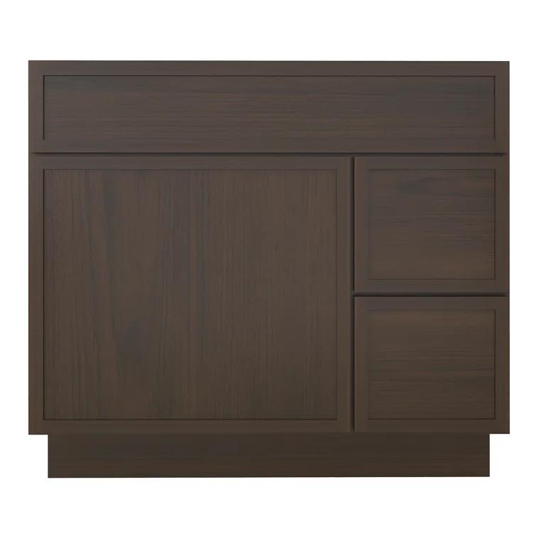 36" W Birch Plywood Freestanding Single Base 2 Drawers Storage Cabinet with Soft Close Door