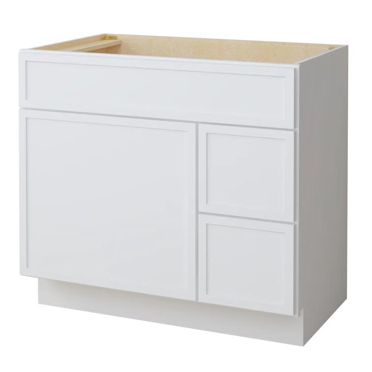 36" W Birch Plywood Freestanding Single Base 2 Drawers Storage Cabinet with Soft Close Door