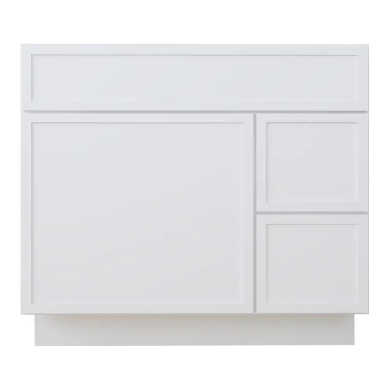 36" W Birch Plywood Freestanding Single Base 2 Drawers Storage Cabinet with Soft Close Door