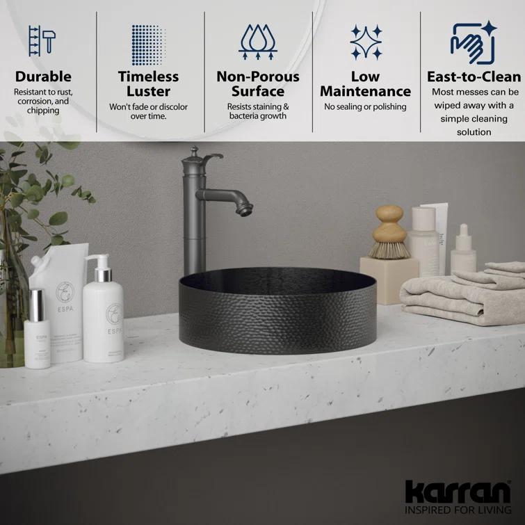 Karran Cinox 15'' Stainless Steel Circular Bathroom Sink
