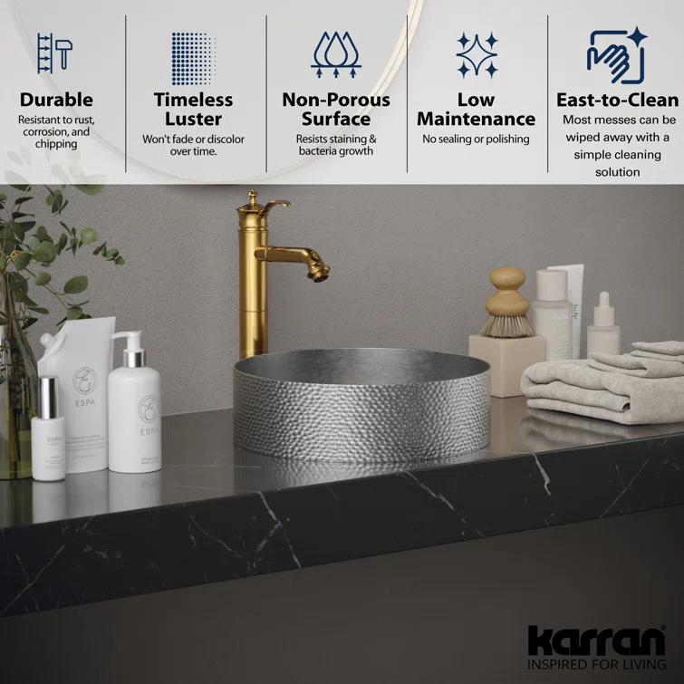 Karran Cinox 15'' Stainless Steel Circular Bathroom Sink