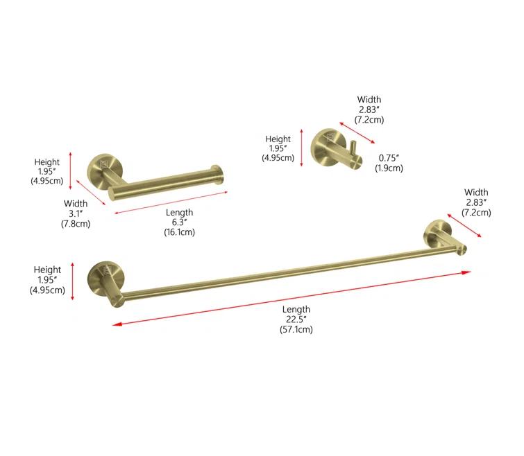 Freya 3 - Piece Bathroom Hardware Set