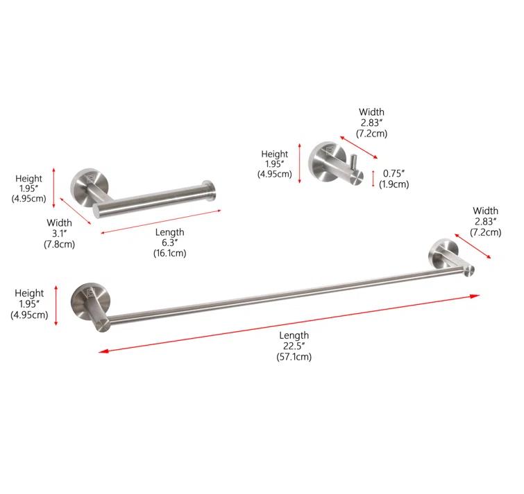Freya 3 - Piece Bathroom Hardware Set