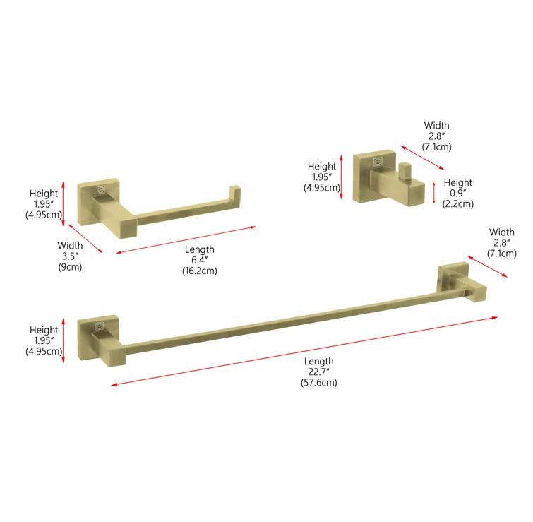 Elegant Lighting HWB-12S3HBGD Isla 3 - Piece Bathroom Hardware Set