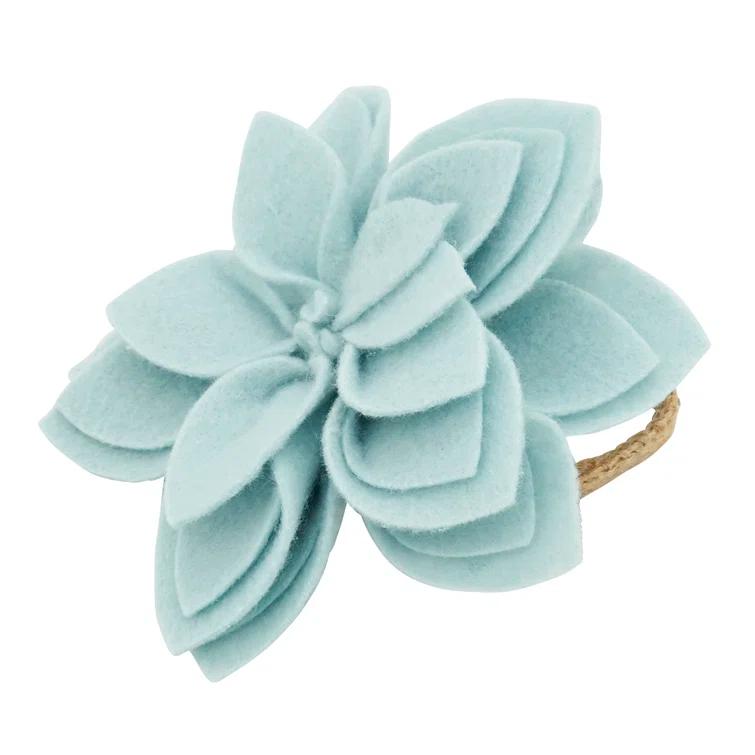 Saro Napkin Ring Collection Flower: 100% Felt - Ring: 100% Jute Napkin Ring (Set of 4)