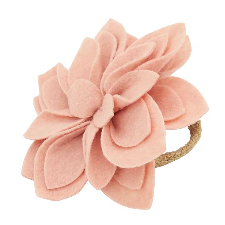 Saro Napkin Ring Collection Flower: 100% Felt - Ring: 100% Jute Napkin Ring (Set of 4)