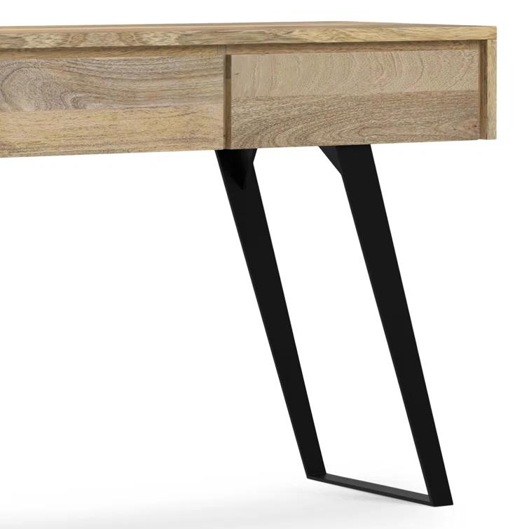 Lowry 60"W Solid Wood Modern Industrial Storage Console Table with 3 Storage Drawers and Metal Legs