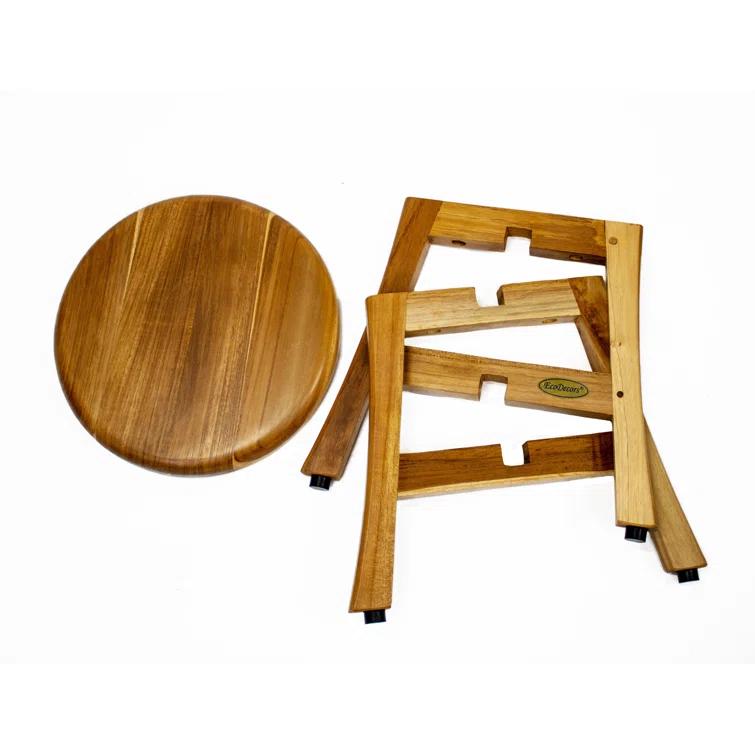 EcoDecors Shoji Teak Shower Stool 18" High Solid Teak Wood Shower Stool/Seat in Earthy Teak & Reviews | Wayfair