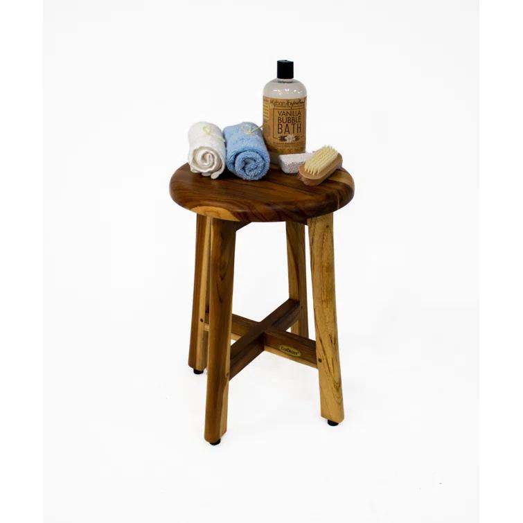 EcoDecors Shoji Teak Shower Stool 18" High Solid Teak Wood Shower Stool/Seat in Earthy Teak & Reviews | Wayfair