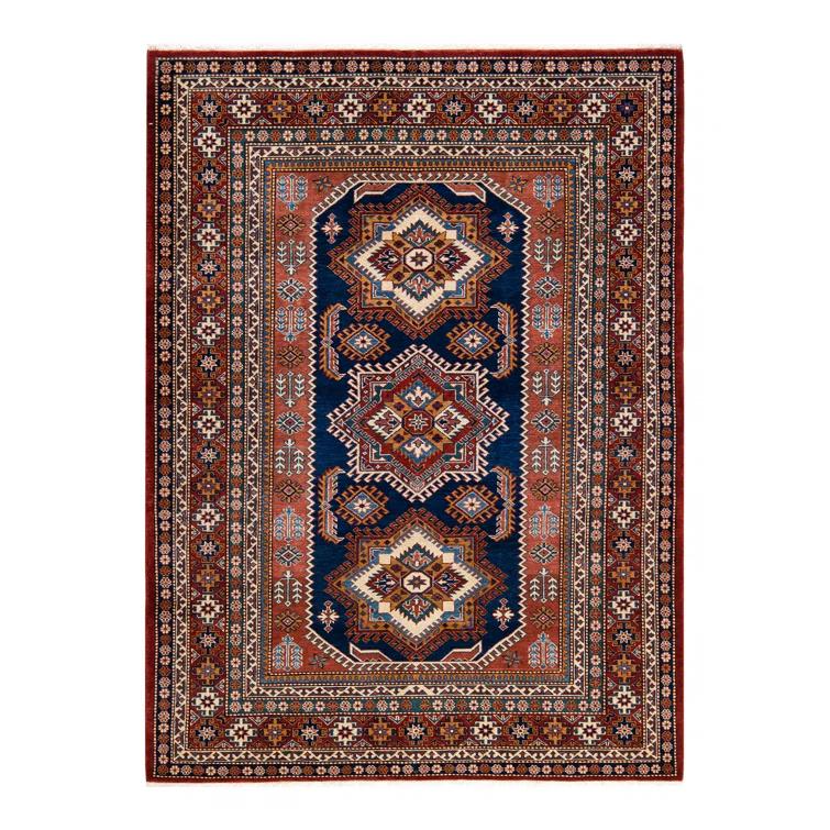 One of a Kind Hand Made Tribal Tribal Wool Area Rug Orange 5 x 8