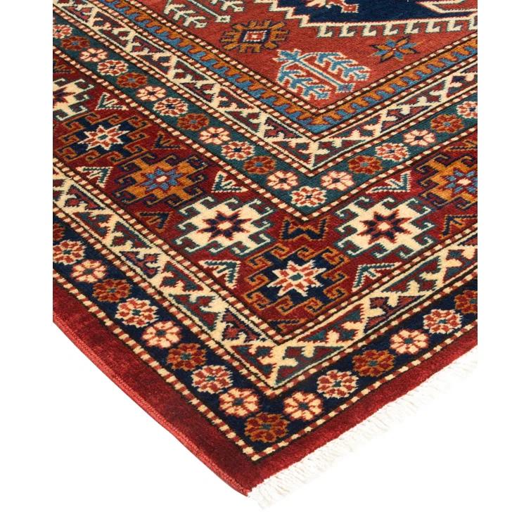 One of a Kind Hand Made Tribal Tribal Wool Area Rug Orange 5 x 8