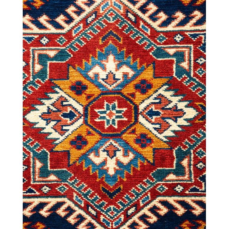 One of a Kind Hand Made Tribal Tribal Wool Area Rug Orange 5 x 8