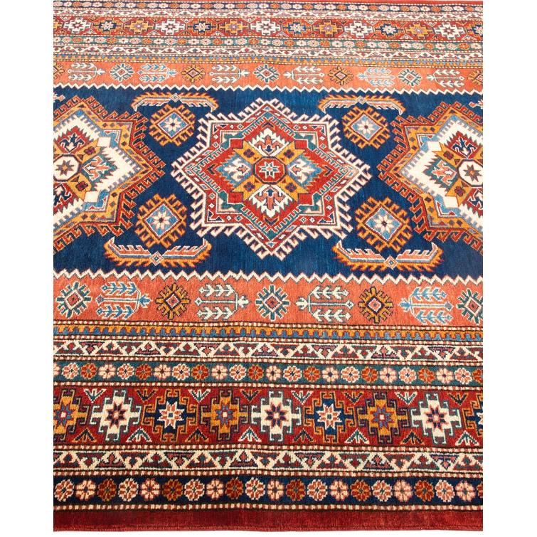 One of a Kind Hand Made Tribal Tribal Wool Area Rug Orange 5 x 8
