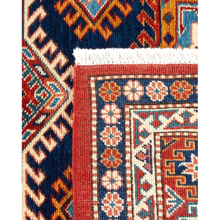 One of a Kind Hand Made Tribal Tribal Wool Area Rug Orange 5 x 8
