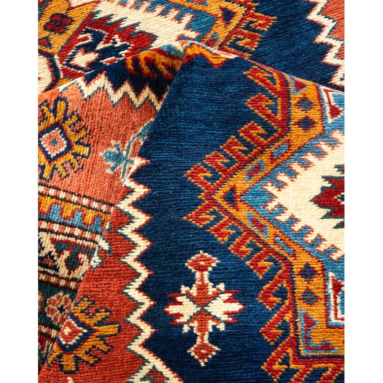 One of a Kind Hand Made Tribal Tribal Wool Area Rug Orange 5 x 8