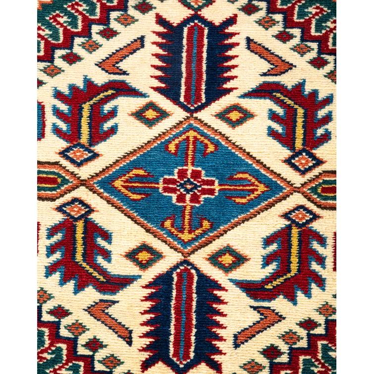 One of a Kind Hand Made Tribal Tribal Wool Area Rug Green 5 x 8