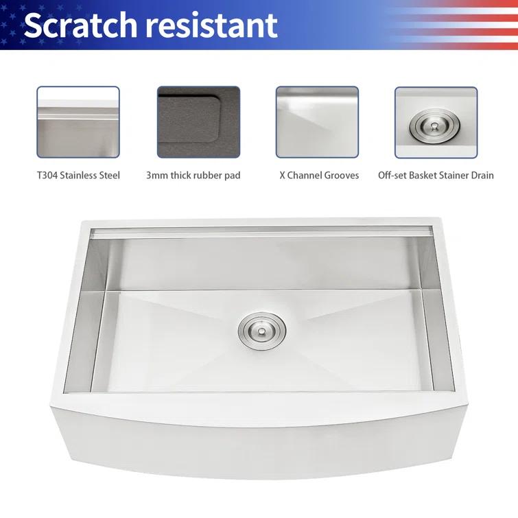 36'' L Farmhouse / Apron Single Bowl Stainless Steel Kitchen Sink