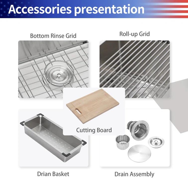 36'' L Farmhouse / Apron Single Bowl Stainless Steel Kitchen Sink