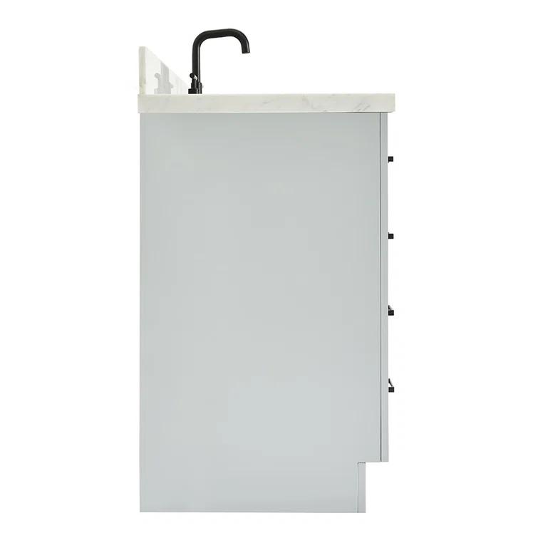 Wildon Home® Tidworth 42'' Solid Wood Single Bathroom Vanity with 1.5'' White Quartz Top, Right Offset Rectangular Sink