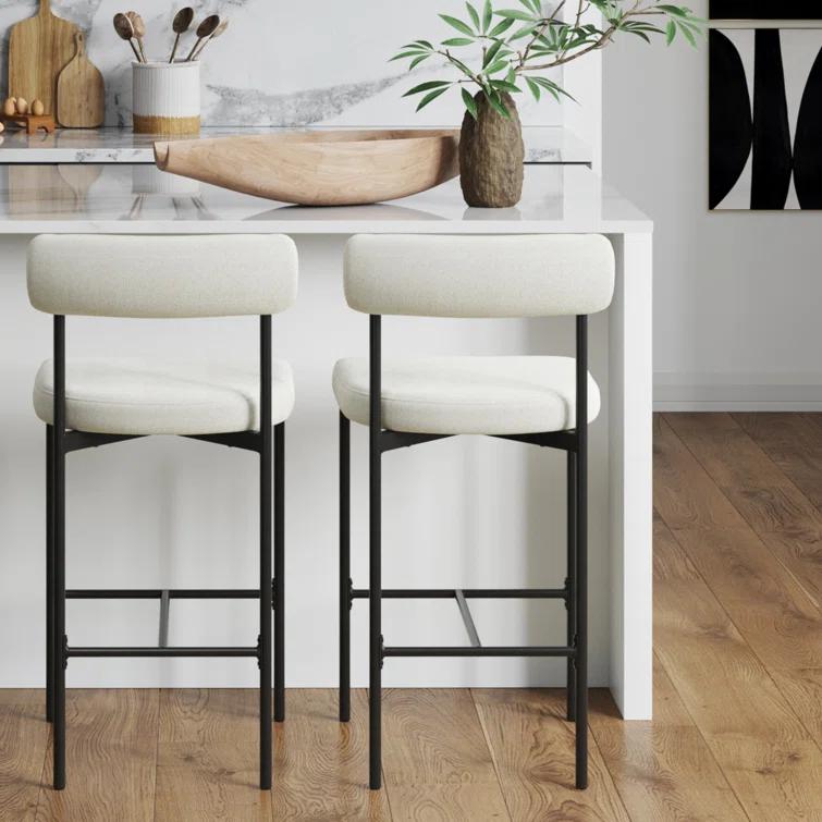 Upholstered Metal Stool (2-Piece Set)