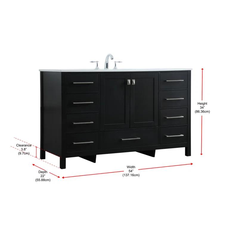 Irene 54'' Single Bathroom Vanity with Engineered Marble Top