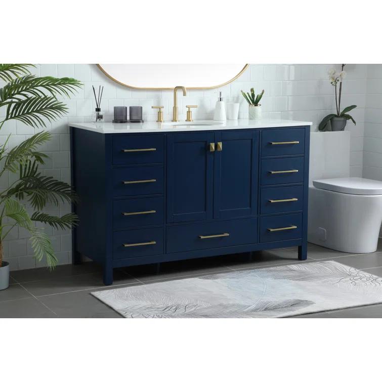 Irene 54'' Single Bathroom Vanity with Engineered Marble Top