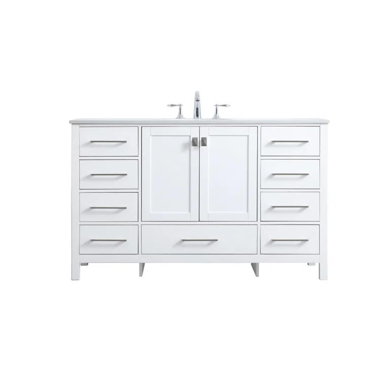 Irene 54'' Single Bathroom Vanity with Engineered Marble Top