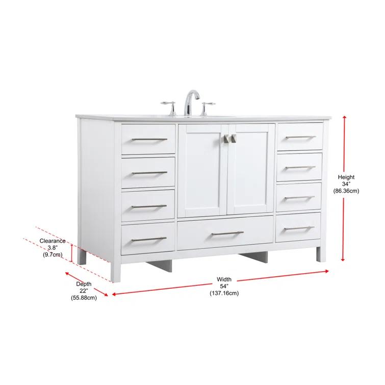 Irene 54'' Single Bathroom Vanity with Engineered Marble Top