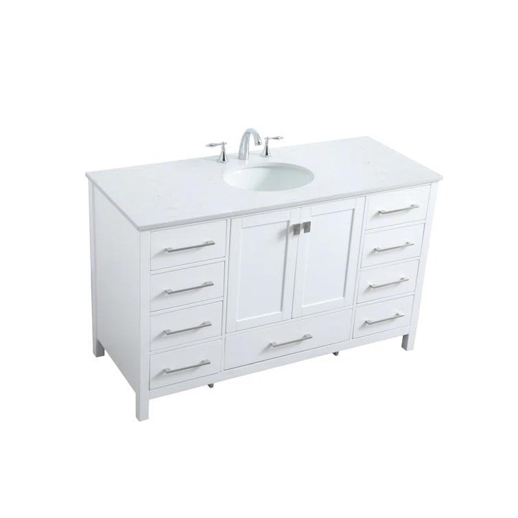 Irene 54'' Single Bathroom Vanity with Engineered Marble Top