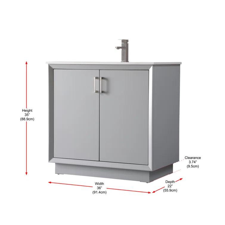 Hayes 36'' Single Bathroom Vanity with Engineered Marble Top