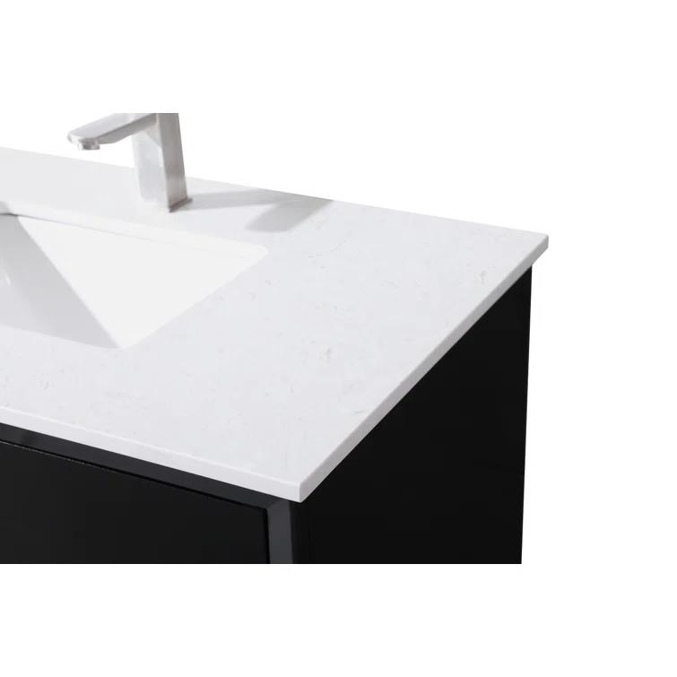 Hayes 36'' Single Bathroom Vanity with Engineered Marble Top