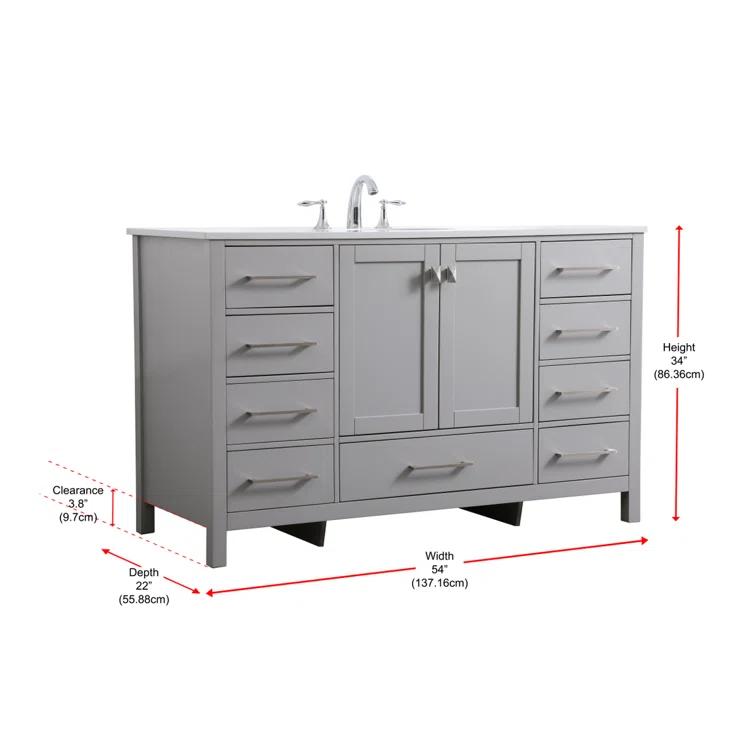 Irene 54'' Single Bathroom Vanity with Engineered Marble Top