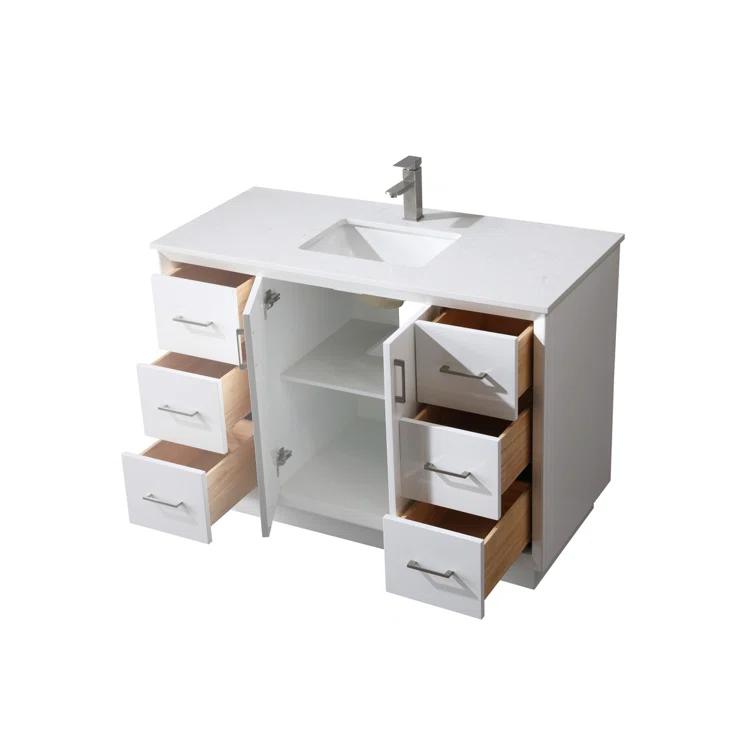 Hayes 54'' Single Bathroom Vanity with Engineered Marble Top