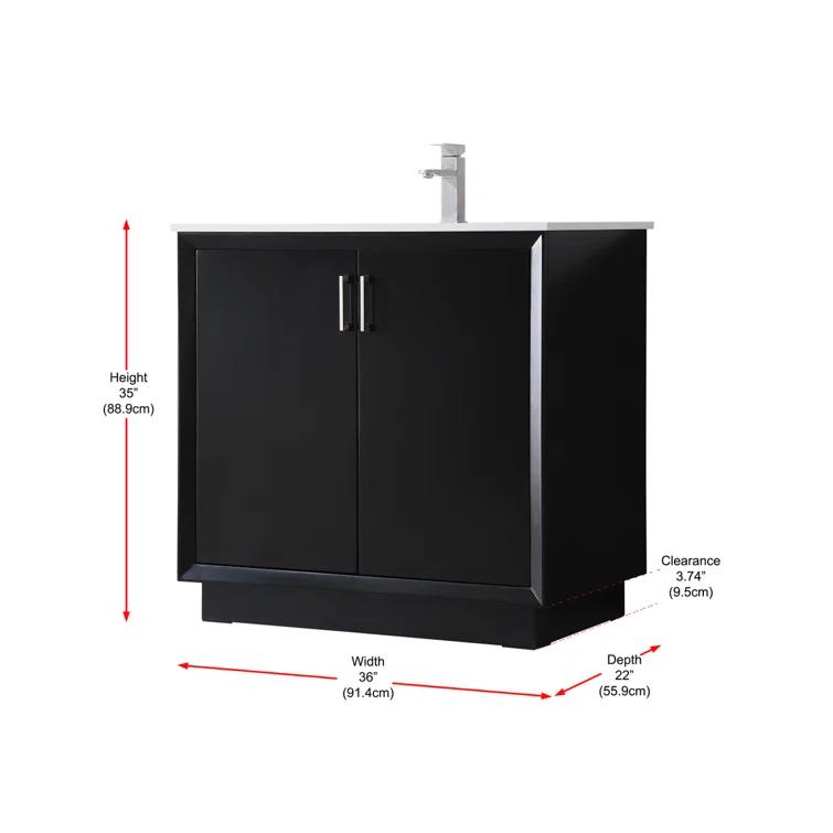 Hayes 36'' Single Bathroom Vanity with Engineered Marble Top
