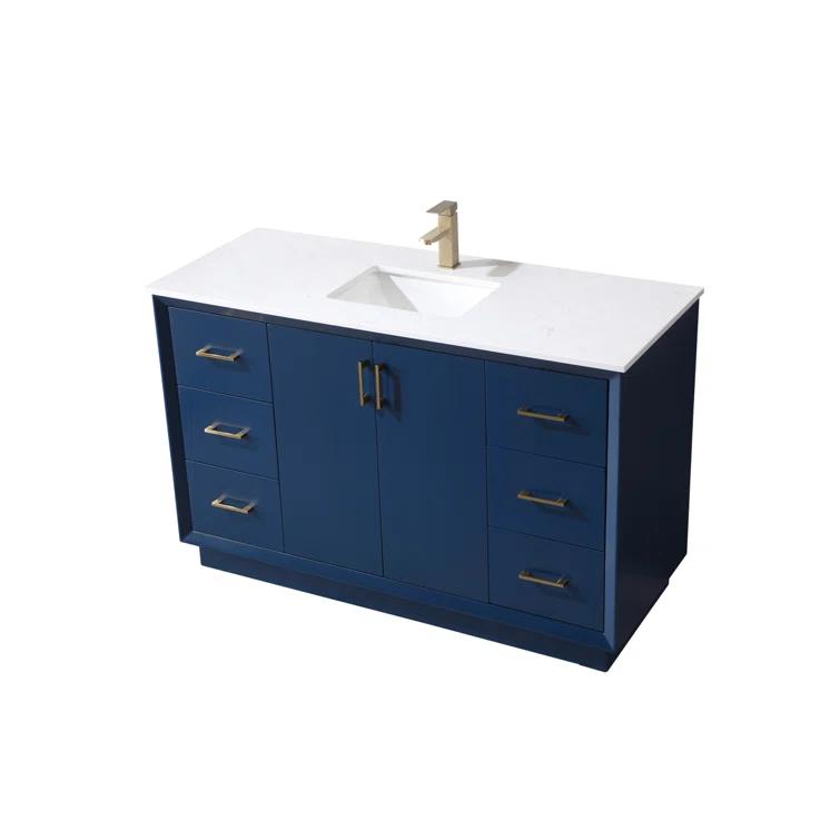 Hayes 54'' Single Bathroom Vanity with Engineered Marble Top